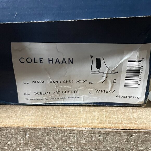 Cole Haan Mara Grand Chelsea Boots Ocelot Calf Hair Leopard Black Size 7 NEW - Picture 10 of 10